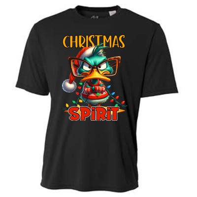 Funny Sarcastic Grumpy Duck Christmas Spirit Cooling Performance Crew T-Shirt