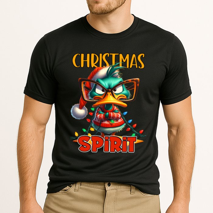 Funny Sarcastic Grumpy Duck Christmas Spirit Cooling Performance Crew T-Shirt