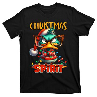 Funny Sarcastic Grumpy Duck Christmas Spirit T-Shirt