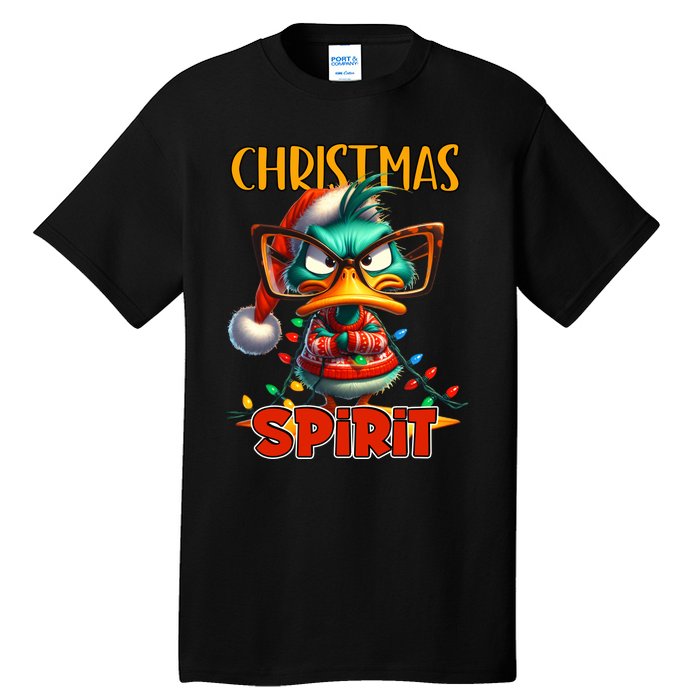 Funny Sarcastic Grumpy Duck Christmas Spirit Tall T-Shirt