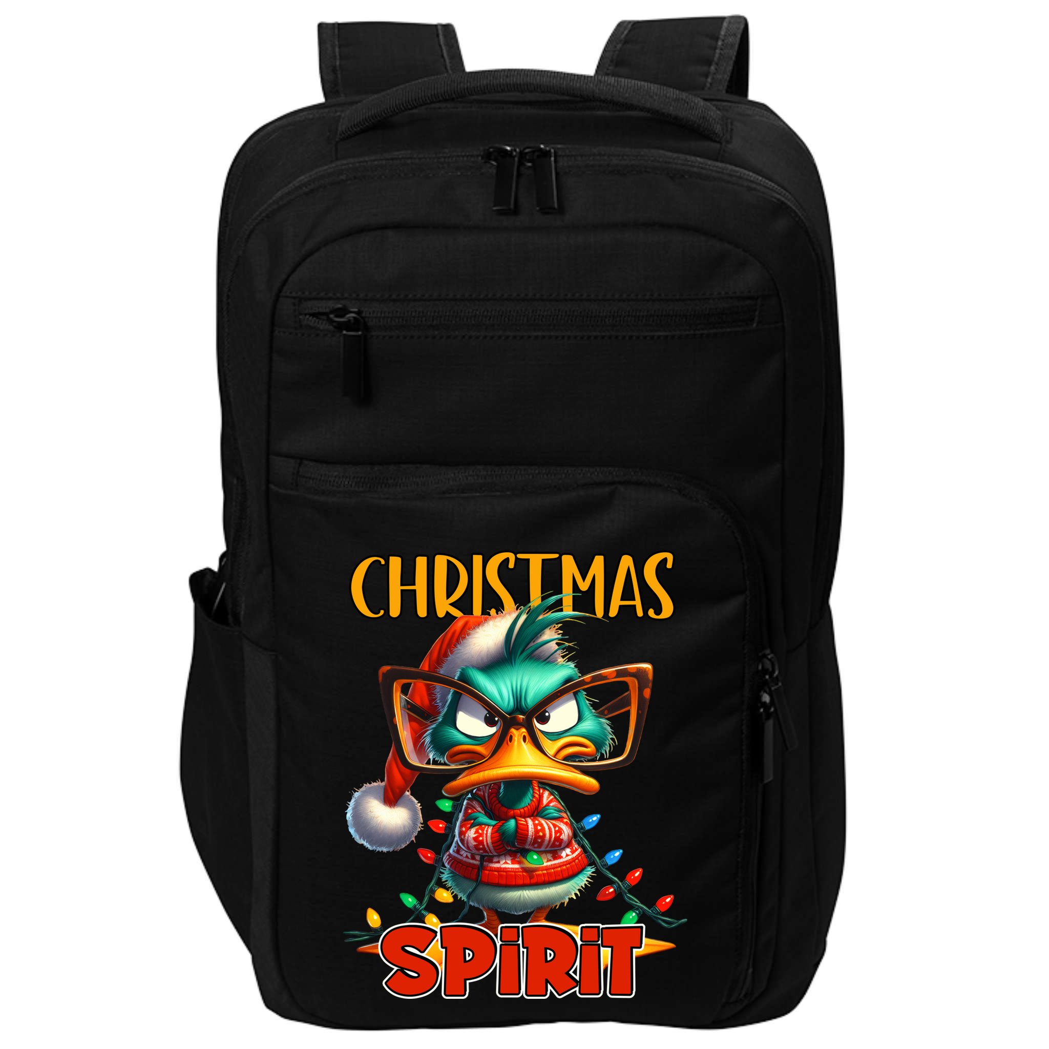 Funny Sarcastic Grumpy Duck Christmas Spirit Impact Tech Backpack