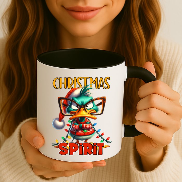 Funny Sarcastic Grumpy Duck Christmas Spirit Mug