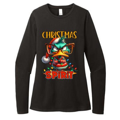 Funny Sarcastic Grumpy Duck Christmas Spirit Womens CVC Long Sleeve Shirt