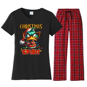 Funny Sarcastic Grumpy Duck Christmas Spirit Women's Flannel Pajama Set