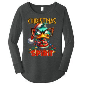 Funny Sarcastic Grumpy Duck Christmas Spirit Women's Perfect Tri Tunic Long Sleeve Shirt