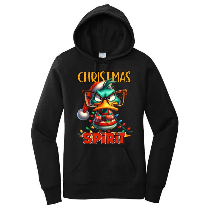 Funny Sarcastic Grumpy Duck Christmas Spirit Women's Pullover Hoodie