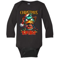 Funny Sarcastic Grumpy Duck Christmas Spirit Baby Long Sleeve Bodysuit