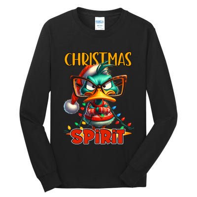 Funny Sarcastic Grumpy Duck Christmas Spirit Tall Long Sleeve T-Shirt