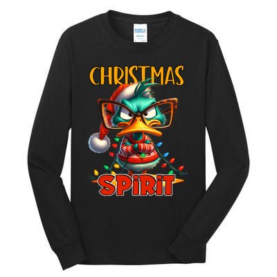 Funny Sarcastic Grumpy Duck Christmas Spirit Tall Long Sleeve T-Shirt