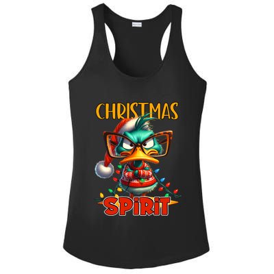 Funny Sarcastic Grumpy Duck Christmas Spirit Ladies PosiCharge Competitor Racerback Tank
