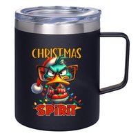 Funny Sarcastic Grumpy Duck Christmas Spirit 12oz Stainless Steel Coffee Mug