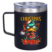 Funny Sarcastic Grumpy Duck Christmas Spirit 12oz Stainless Steel Coffee Mug