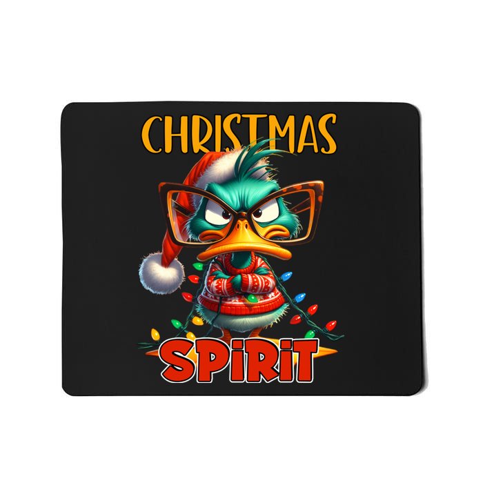 Funny Sarcastic Grumpy Duck Christmas Spirit Mousepad