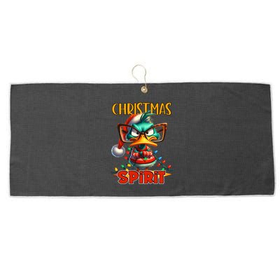 Funny Sarcastic Grumpy Duck Christmas Spirit Large Microfiber Waffle Golf Towel