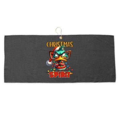 Funny Sarcastic Grumpy Duck Christmas Spirit Large Microfiber Waffle Golf Towel