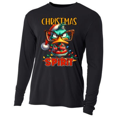 Funny Sarcastic Grumpy Duck Christmas Spirit Cooling Performance Long Sleeve Crew