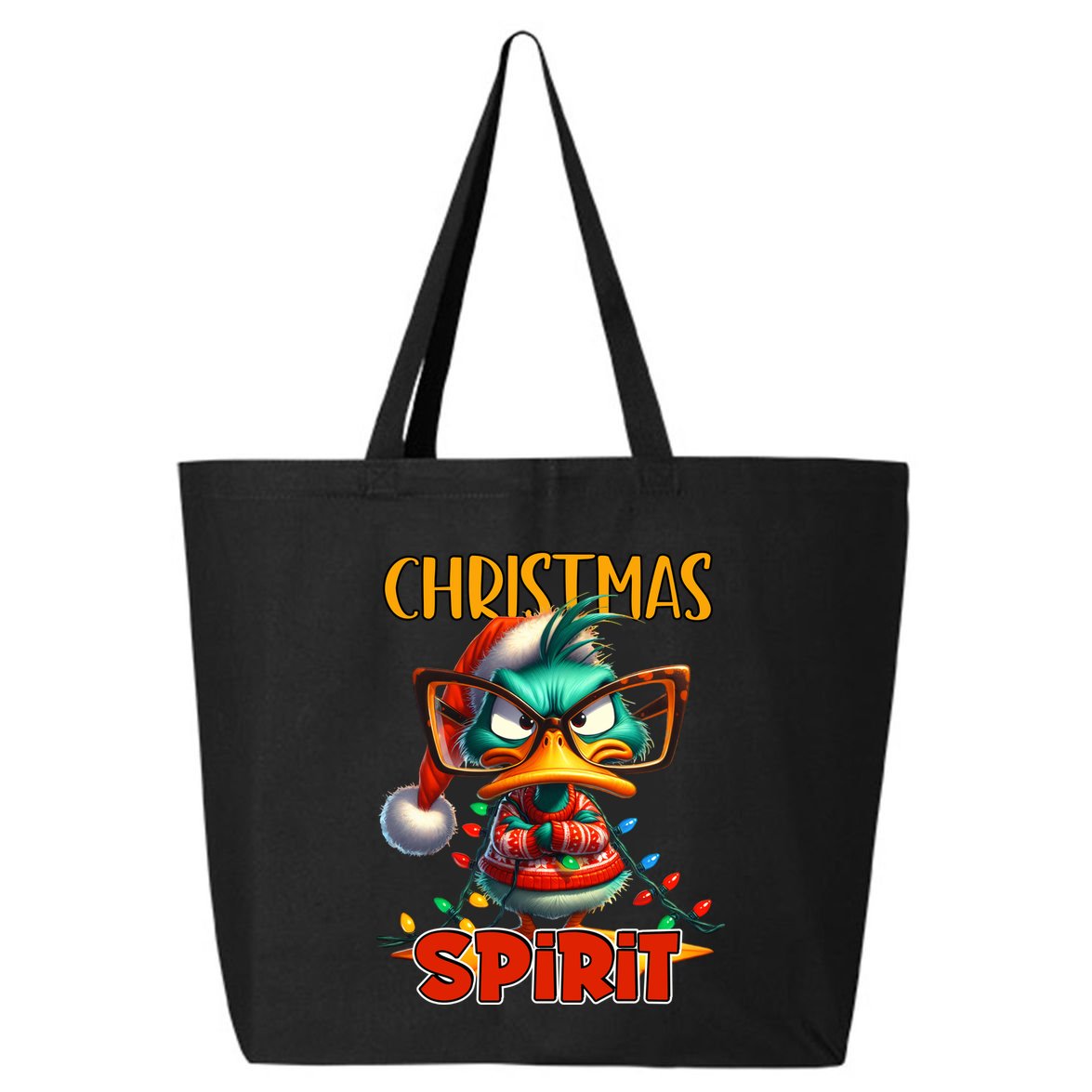 Funny Sarcastic Grumpy Duck Christmas Spirit 25L Jumbo Tote