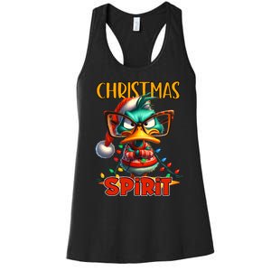 Funny Sarcastic Grumpy Duck Christmas Spirit Women's Racerback Tank