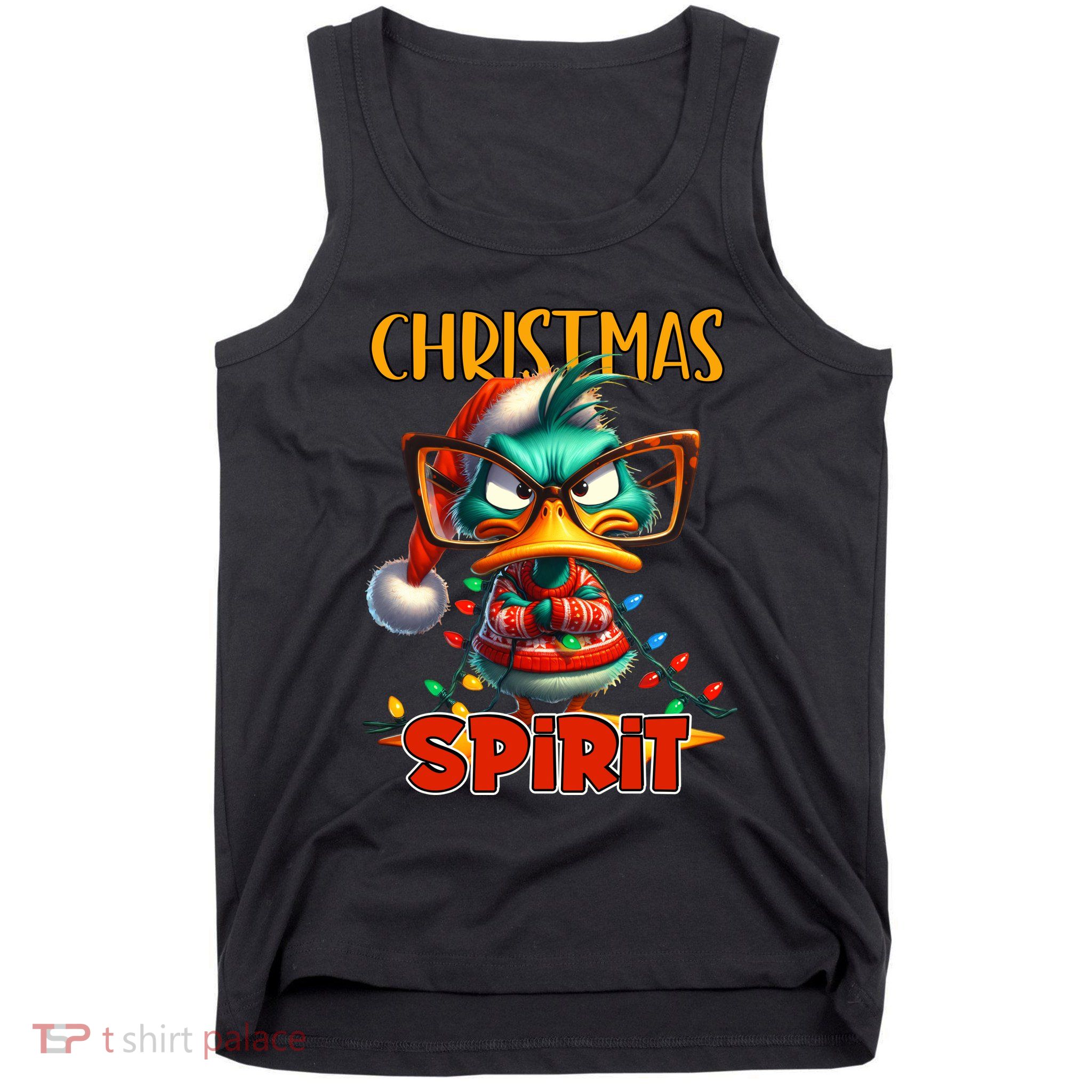 Funny Sarcastic Grumpy Duck Christmas Spirit Tank Top