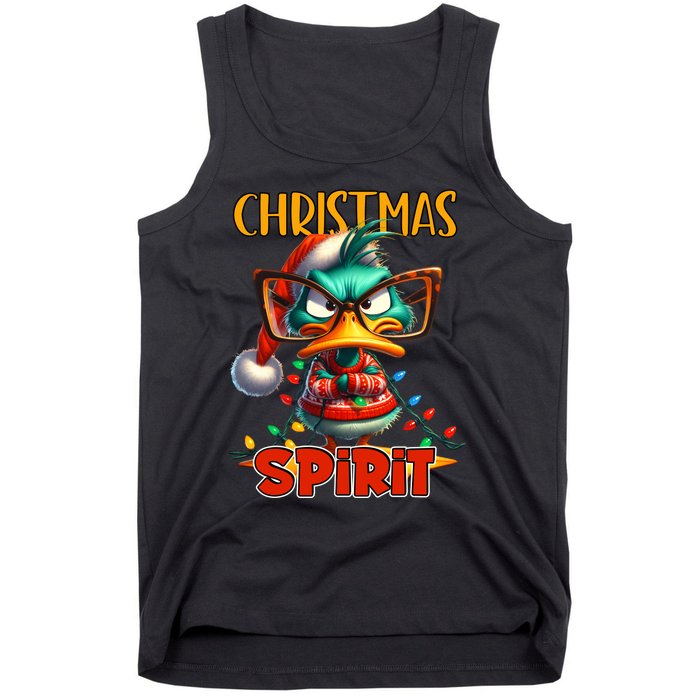 Funny Sarcastic Grumpy Duck Christmas Spirit Tank Top