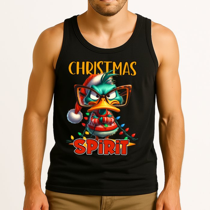 Funny Sarcastic Grumpy Duck Christmas Spirit Tank Top