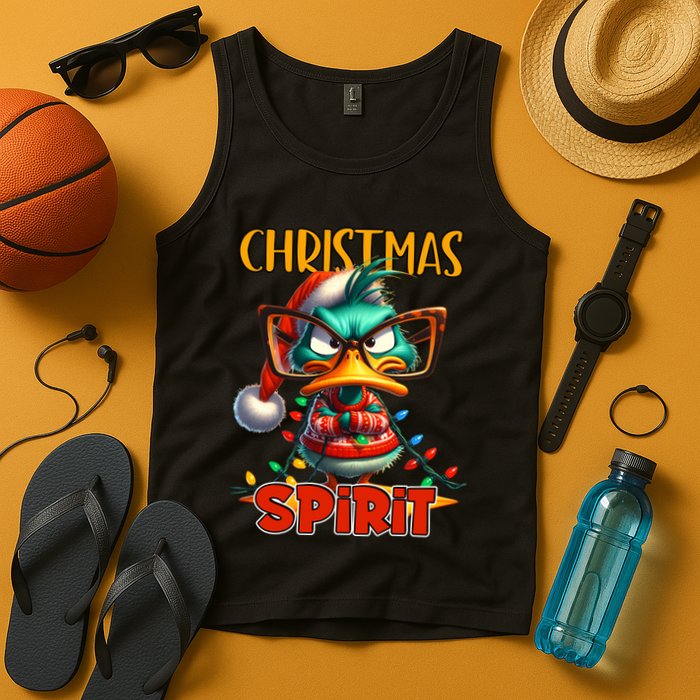 Funny Sarcastic Grumpy Duck Christmas Spirit Tank Top