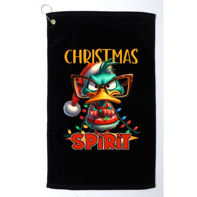 Funny Sarcastic Grumpy Duck Christmas Spirit Platinum Collection Golf Towel