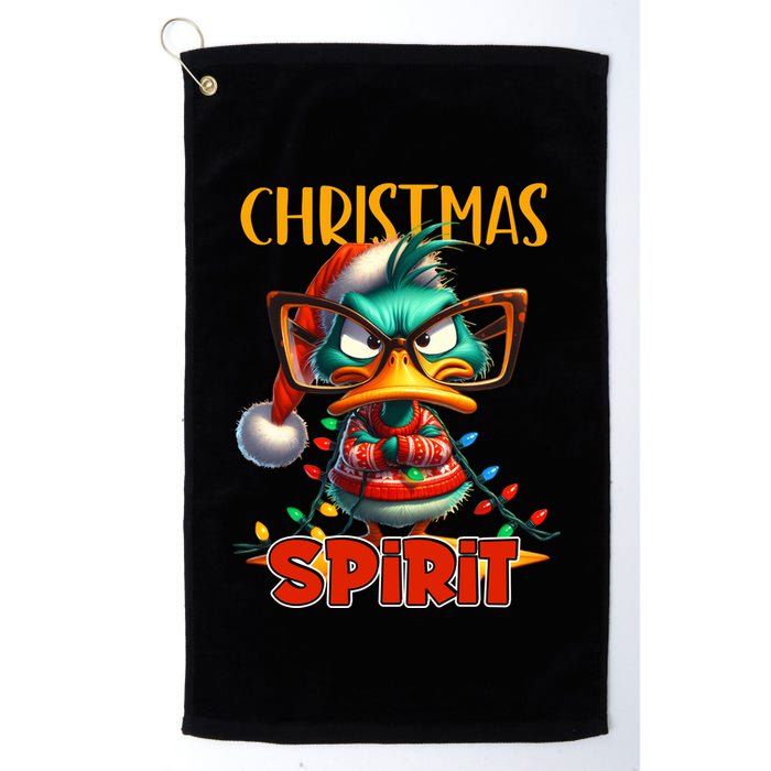 Funny Sarcastic Grumpy Duck Christmas Spirit Golf Towel