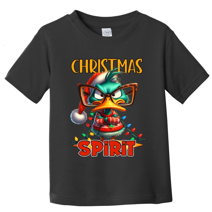 Funny Sarcastic Grumpy Duck Christmas Spirit Toddler T-Shirt
