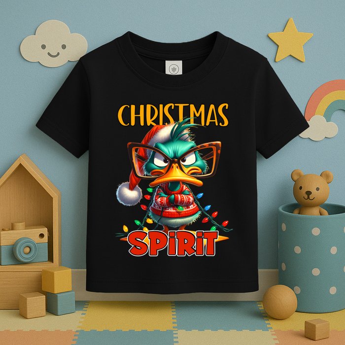 Funny Sarcastic Grumpy Duck Christmas Spirit Toddler T-Shirt