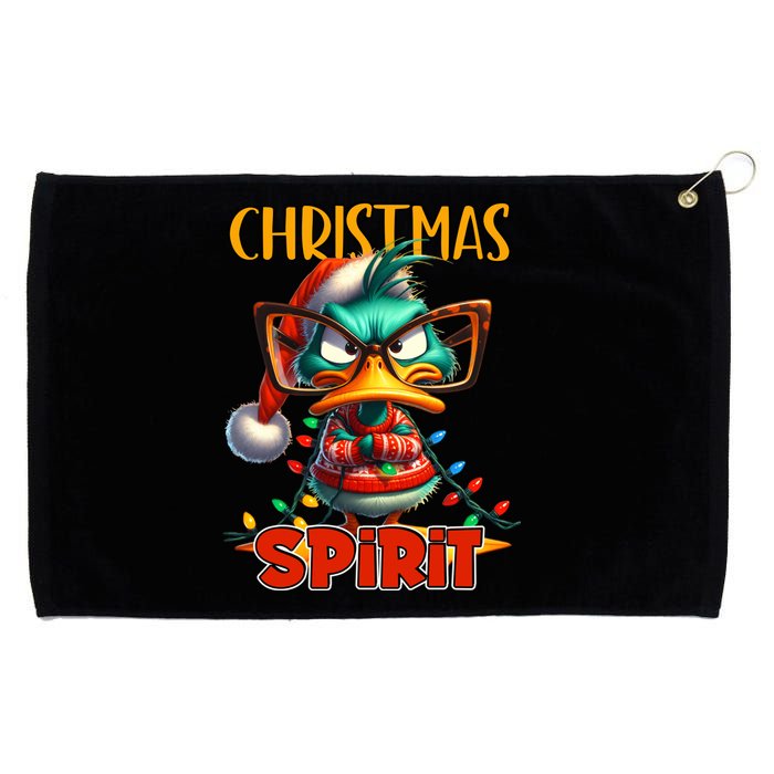 Funny Sarcastic Grumpy Duck Christmas Spirit Grommeted Golf Towel