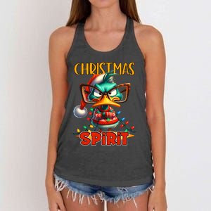 Funny Sarcastic Grumpy Duck Christmas Spirit Women's Knotted Racerback Tank