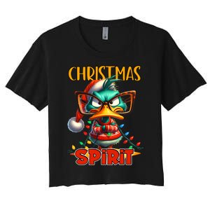 Funny Sarcastic Grumpy Duck Christmas Spirit Women's Crop Top Tee