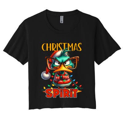 Funny Sarcastic Grumpy Duck Christmas Spirit Crop Top