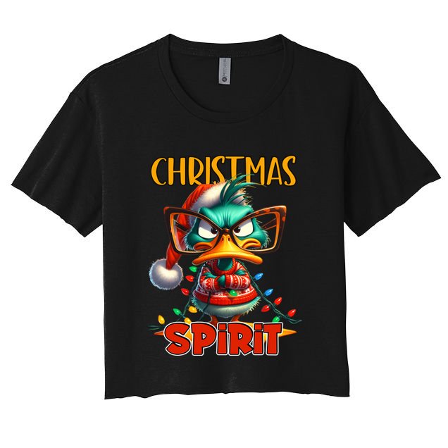 Funny Sarcastic Grumpy Duck Christmas Spirit Crop Top