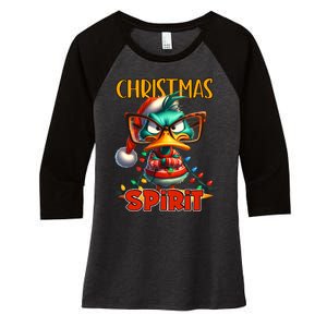 Funny Sarcastic Grumpy Duck Christmas Spirit Women's Tri-Blend 3/4-Sleeve Raglan Shirt