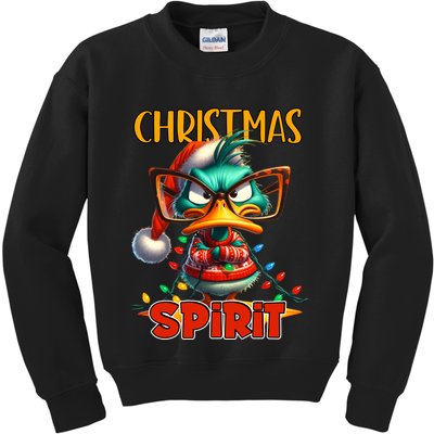 Funny Sarcastic Grumpy Duck Christmas Spirit Kids Sweatshirt