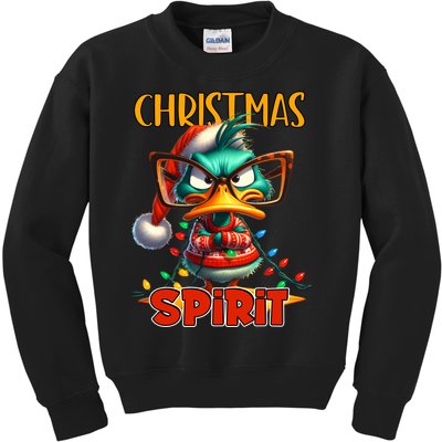 Funny Sarcastic Grumpy Duck Christmas Spirit Kids Sweatshirt