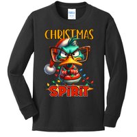 Funny Sarcastic Grumpy Duck Christmas Spirit Kids Long Sleeve Shirt