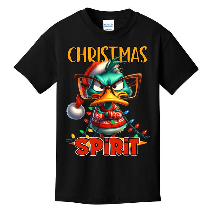 Funny Sarcastic Grumpy Duck Christmas Spirit Kids T-Shirt