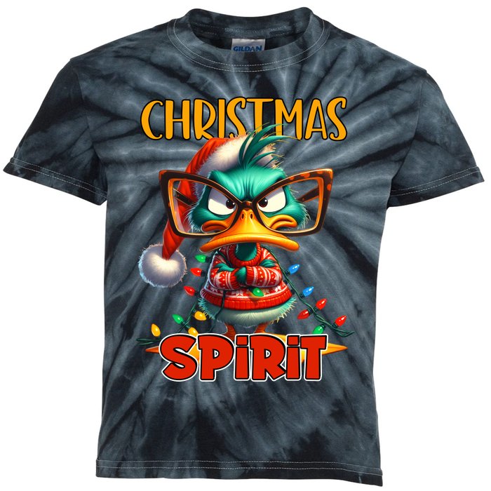 Funny Sarcastic Grumpy Duck Christmas Spirit Kids Tie-Dye T-Shirt