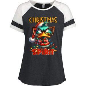 Funny Sarcastic Grumpy Duck Christmas Spirit Enza Ladies Jersey Colorblock Tee