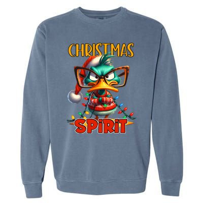 Funny Sarcastic Grumpy Duck Christmas Spirit Garment-Dyed Sweatshirt