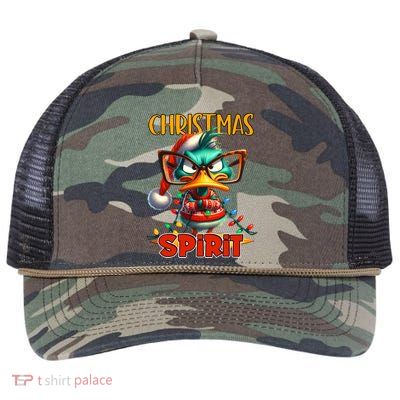 Funny Sarcastic Grumpy Duck Christmas Spirit Retro Rope Trucker Hat Cap