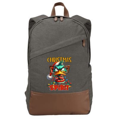 Funny Sarcastic Grumpy Duck Christmas Spirit Cotton Canvas Backpack