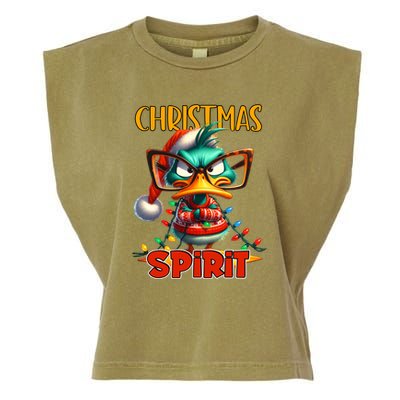 Funny Sarcastic Grumpy Duck Christmas Spirit Garment-Dyed Women's Muscle Tee