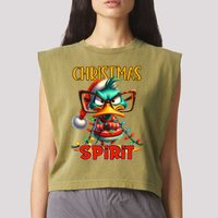 Funny Sarcastic Grumpy Duck Christmas Spirit Garment-Dyed Women's Muscle Tee
