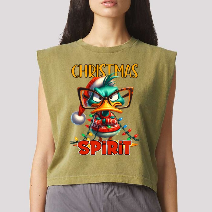 Funny Sarcastic Grumpy Duck Christmas Spirit Garment-Dyed Women's Muscle Tee