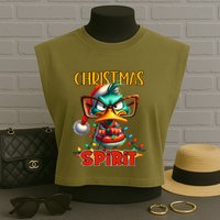 Funny Sarcastic Grumpy Duck Christmas Spirit Garment-Dyed Women's Muscle Tee