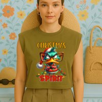 Funny Sarcastic Grumpy Duck Christmas Spirit Garment-Dyed Women's Muscle Tee